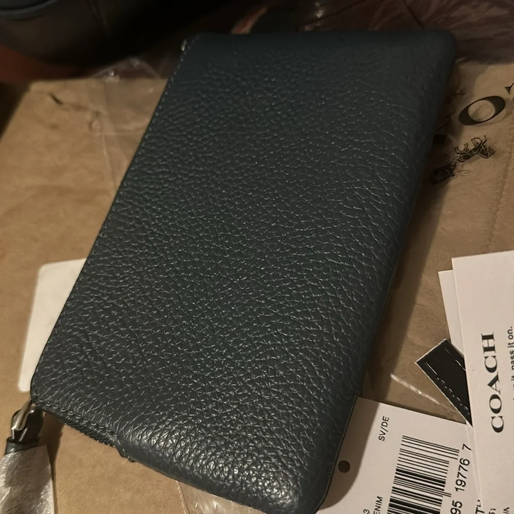 Coach Blue Corner Zip Wristlet NWT